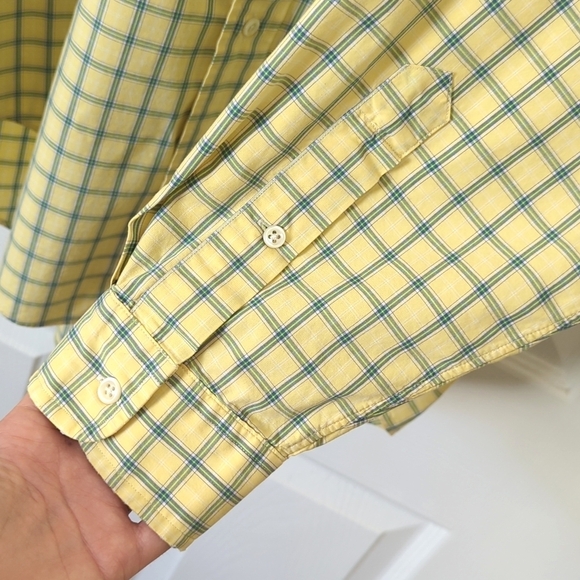 Ralph Lauren 90's Vintage Preppy Plaid Long Sleeve Button Down Shirt Yellow XL - Picture 10 of 12